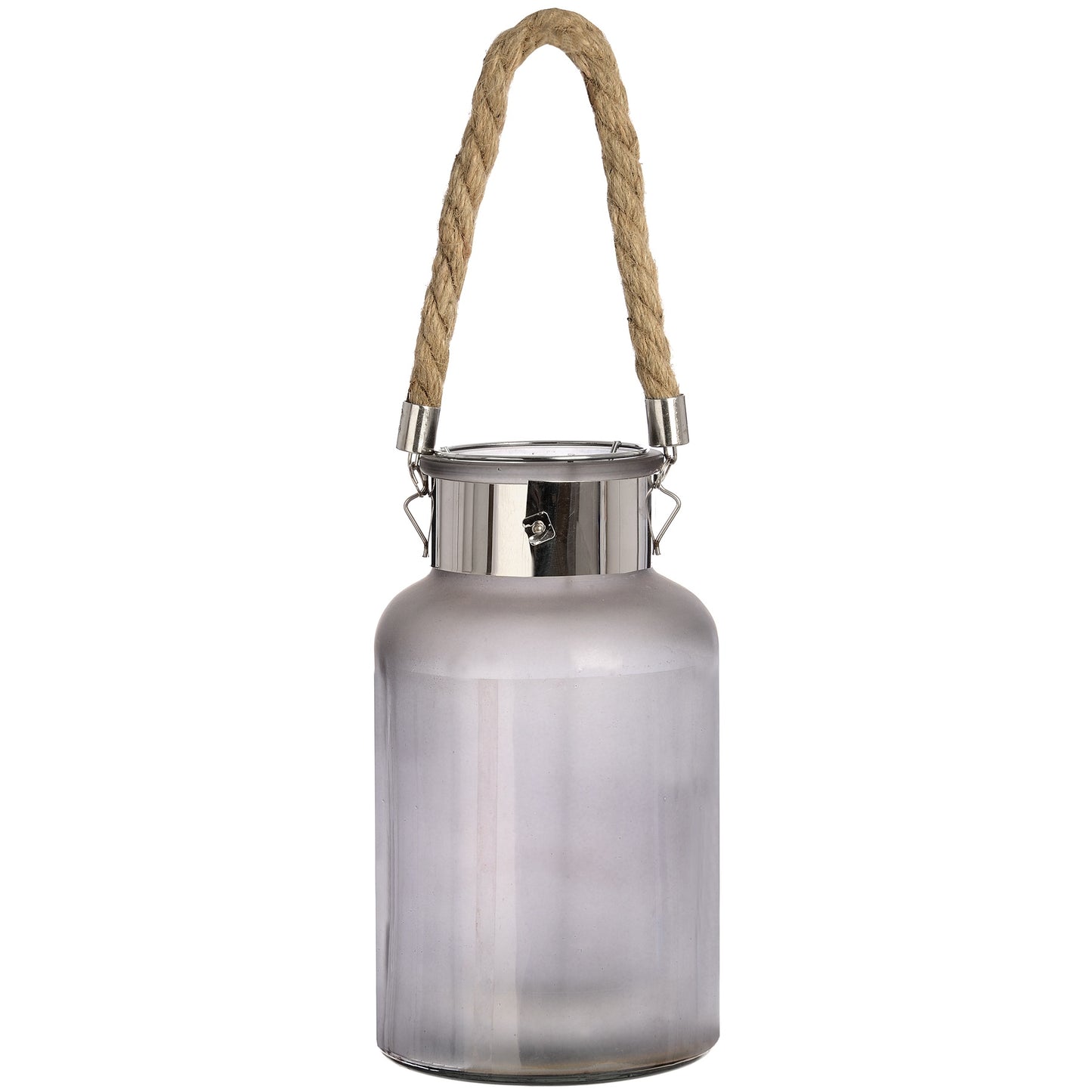 Frosted Glass Lantern with Rope Detail and Interior LED